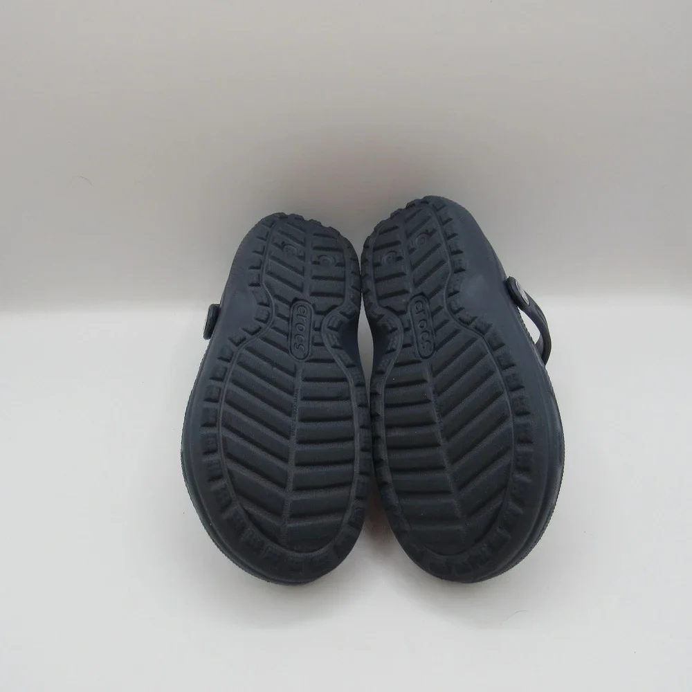 Crocs Fuzz Lined Clogs Kids Size 13 Navy Blue Excellent Fleece Warm Slip On